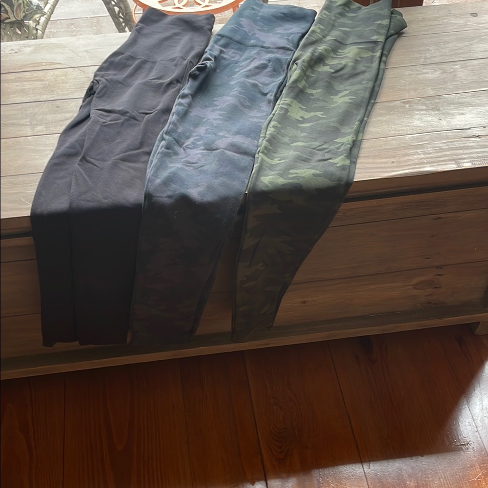 SPANX Black and Green Sweatpants & Joggers Casual Comfort. Set of all 3